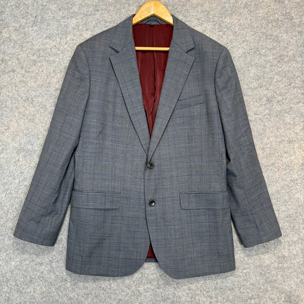 Bonobos Jetsetter Unstructured Wool Blazer Jacket Mens 42 R Slim Glen Plaid Red